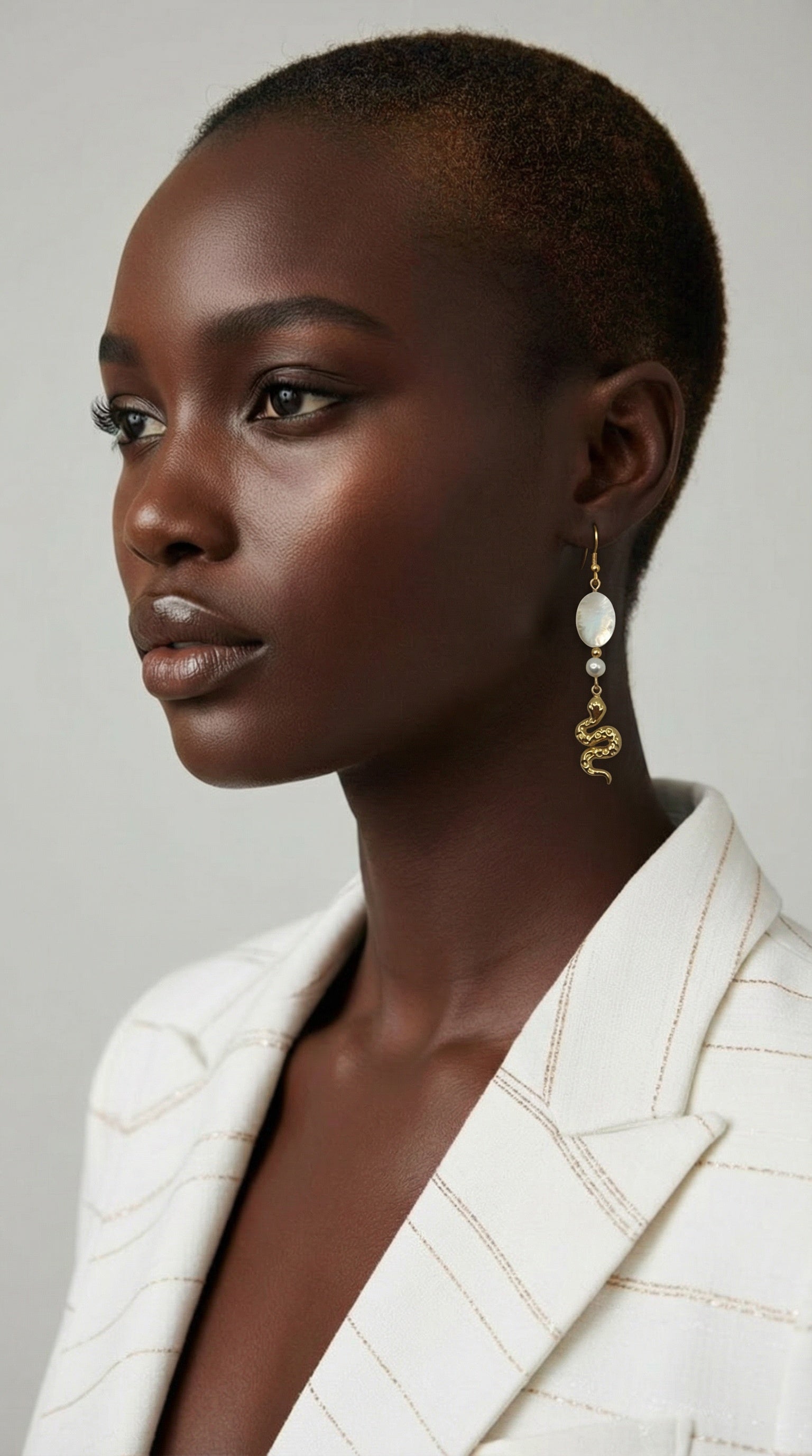 Gold Snake Drop Earrings